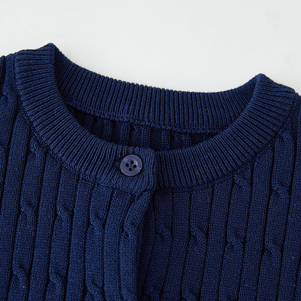 NIEWTR Girls Crewneck Cardigan Long Sleeve Children Button Cotton Sweater Sweaters for Little Girls Cardigan Sweater，7-8 Years，Blue