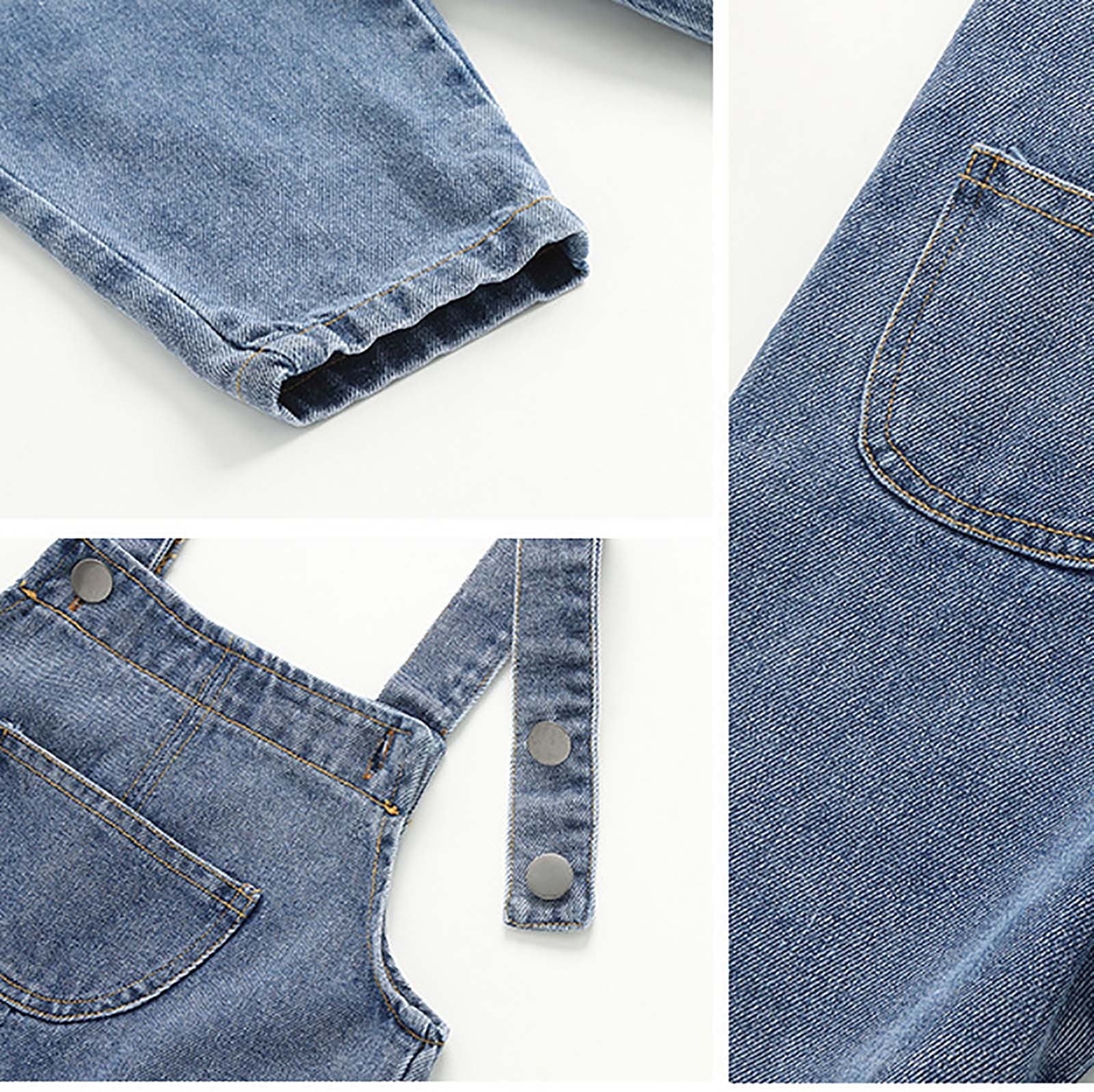 Posijego Toddler Baby Boy Girl Denim Overalls Sleeveless Spaghetti Straps Jean Jumpsuits with Pockets