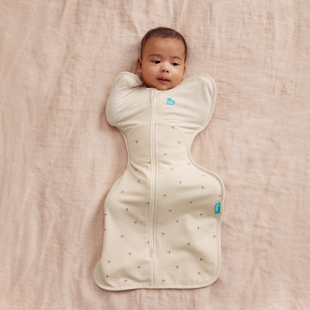 Love to Dream Swaddle Up Fleece 1.5 TOG Baby Sleep Sack, Arms Up Design, Twin Zipper, Newborn 5-8.5 lbs, Oat Twigs