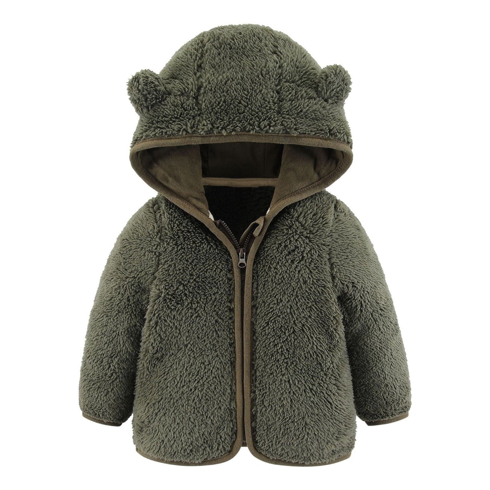 Jackets For Boy Baby Bear Ears Hooded Outerwear Zipper Warm Winter Coat (6 Months-12 Months)
